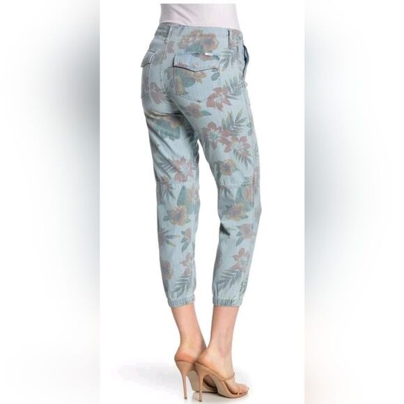 MOTHER Women's The No Zip Misfit Floral Pants Fresh Cut Chambray Jogger Size 27 - Picture 2 of 14